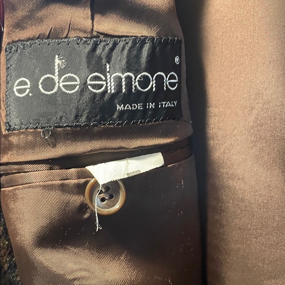 E. DeSimone Classic Brown Houndstooth Men's Neapolitan Style Blazer - Picture 2 of 14